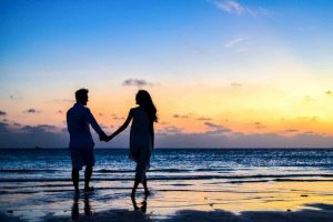 Couple walking on the beach. The Magic Relationship Ratio