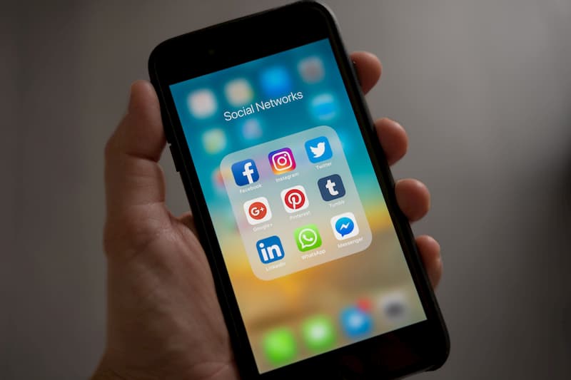 Social media icons on an iPhone