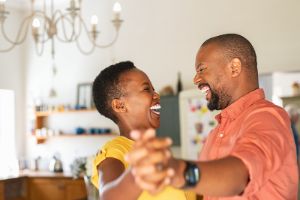 African American couple laughing together